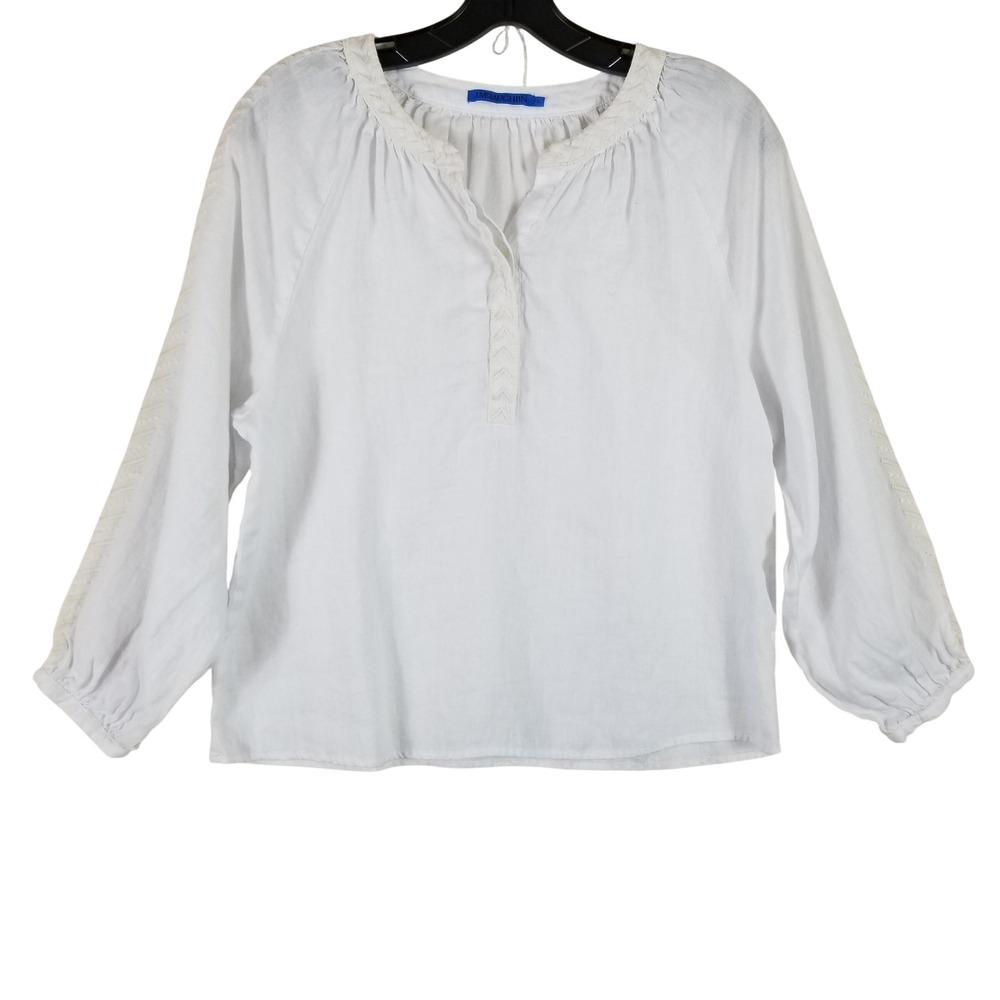 J. McLaughlin White Cotton Peasant Blouse